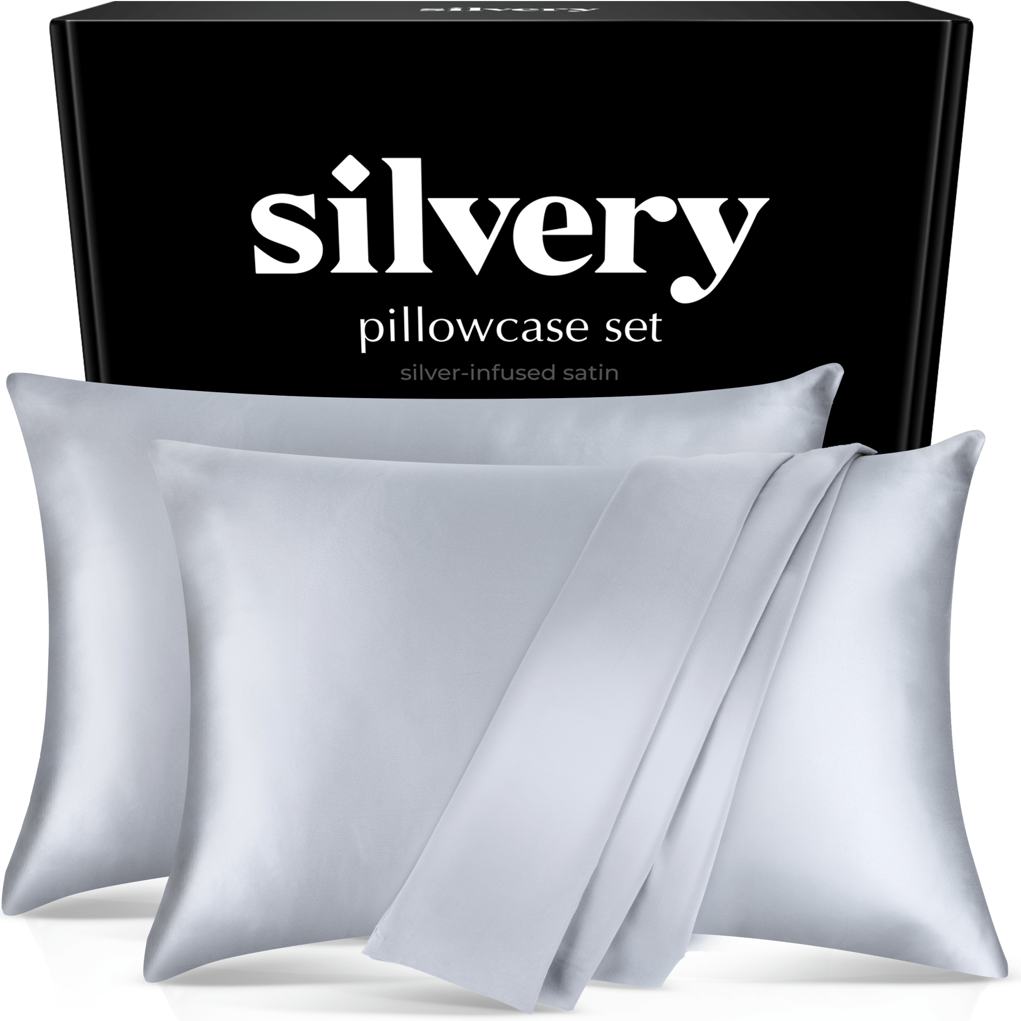 A black textured bed pillow with a matching branded box.